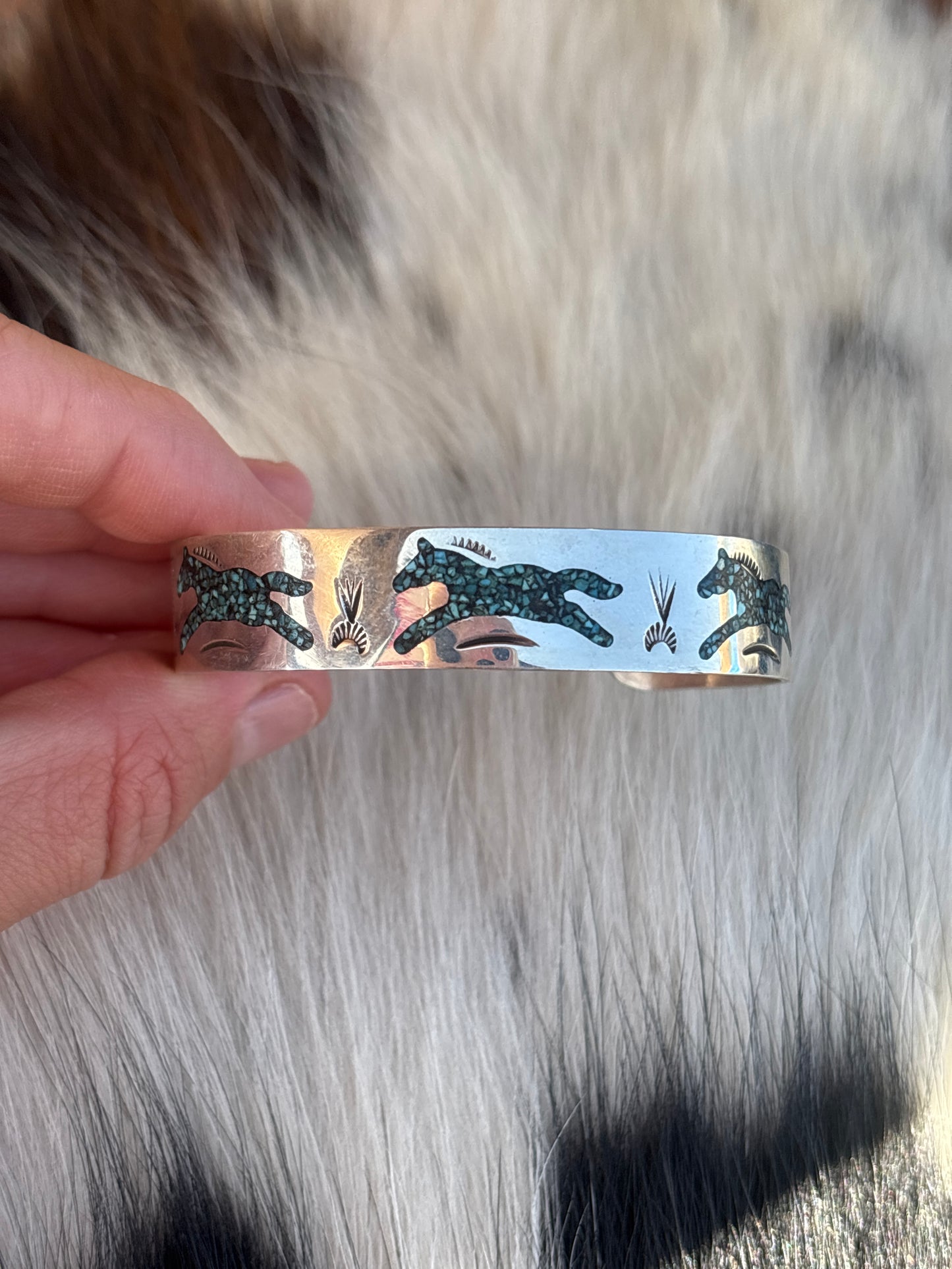 Native American, Handmade, Turquoise & Sterling Silver Cuff
