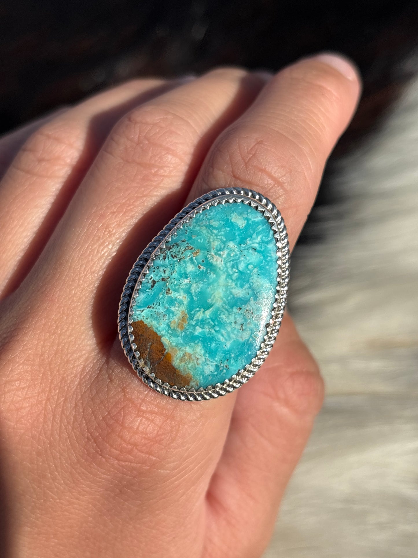 Native American, Hand-Made, Turquoise & Sterling Silver Ring