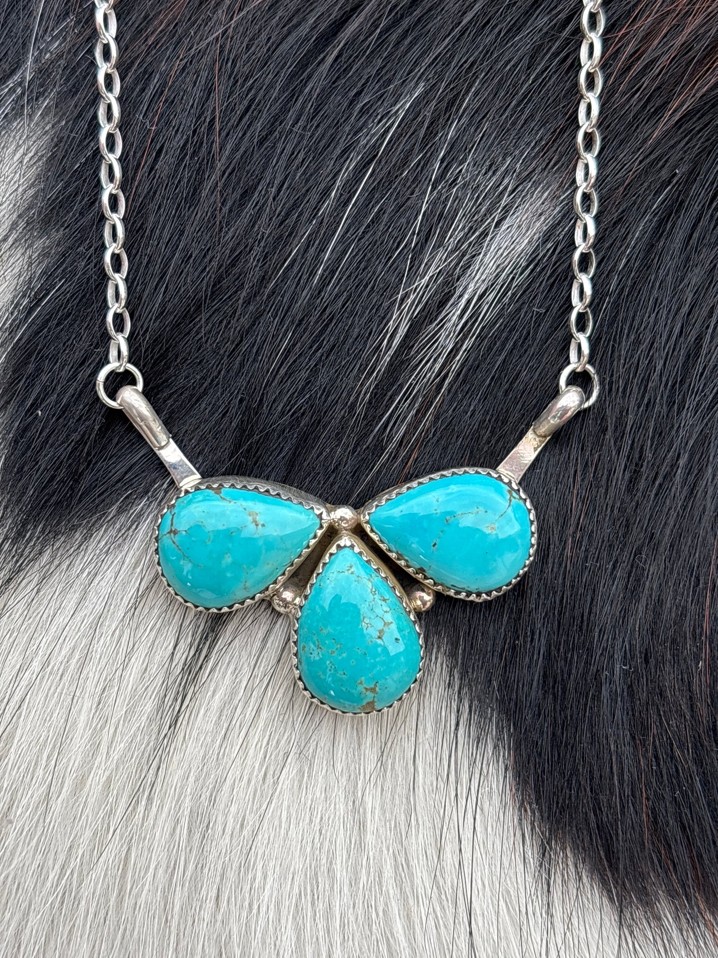Native American, Hand-Made, Turquoise & Sterling Silver Necklace