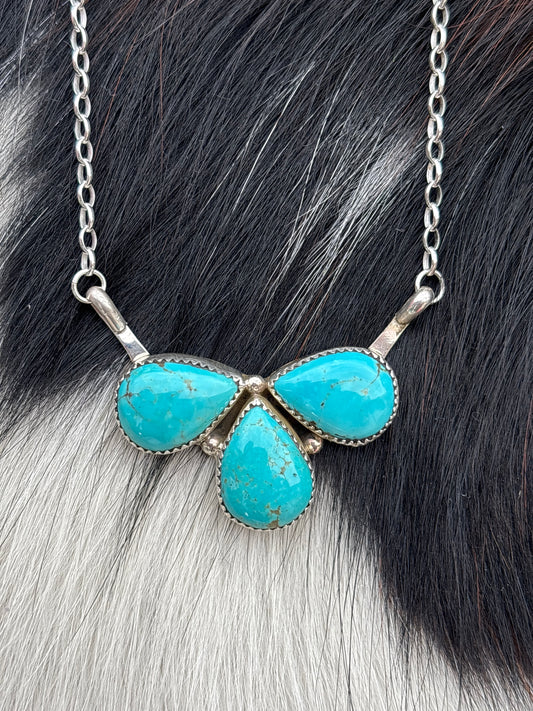 Native American, Hand-Made, Turquoise & Sterling Silver Necklace