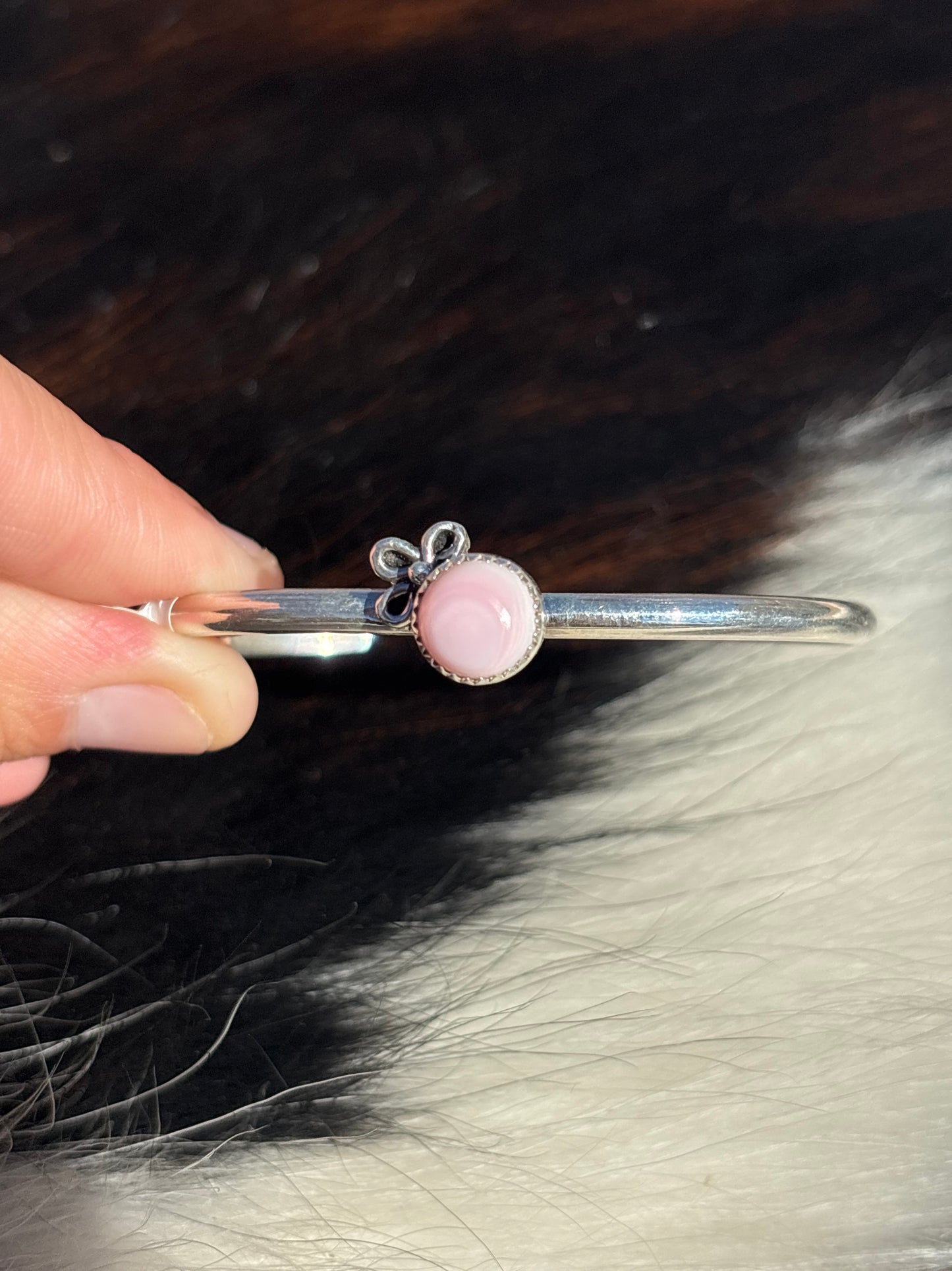 Native American, Handmade, Pink Conch & Sterling Silver Cuff