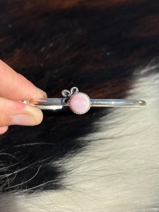 Native American, Handmade, Pink Conch & Sterling Silver Cuff
