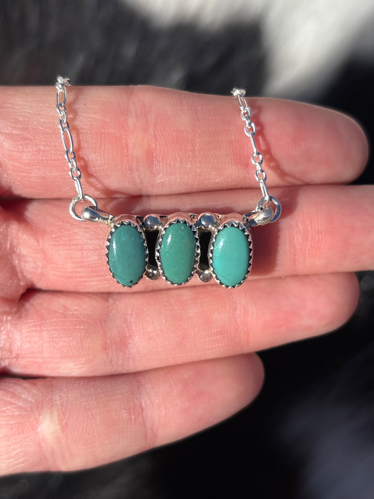 Native American, Hand-Made, Turquoise & Sterling Silver Necklace