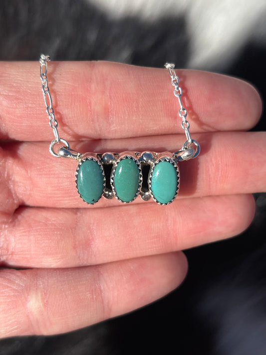 Native American, Hand-Made, Turquoise & Sterling Silver Necklace