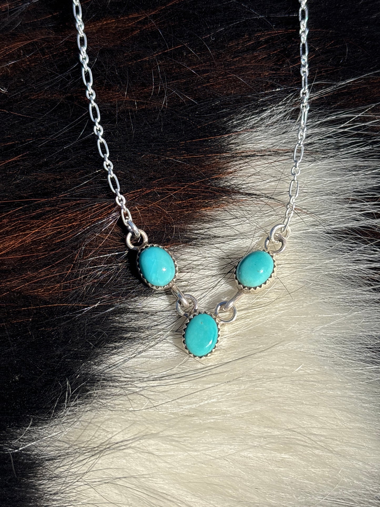 Native American, Hand-Made, Turquoise & Sterling Silver Necklace