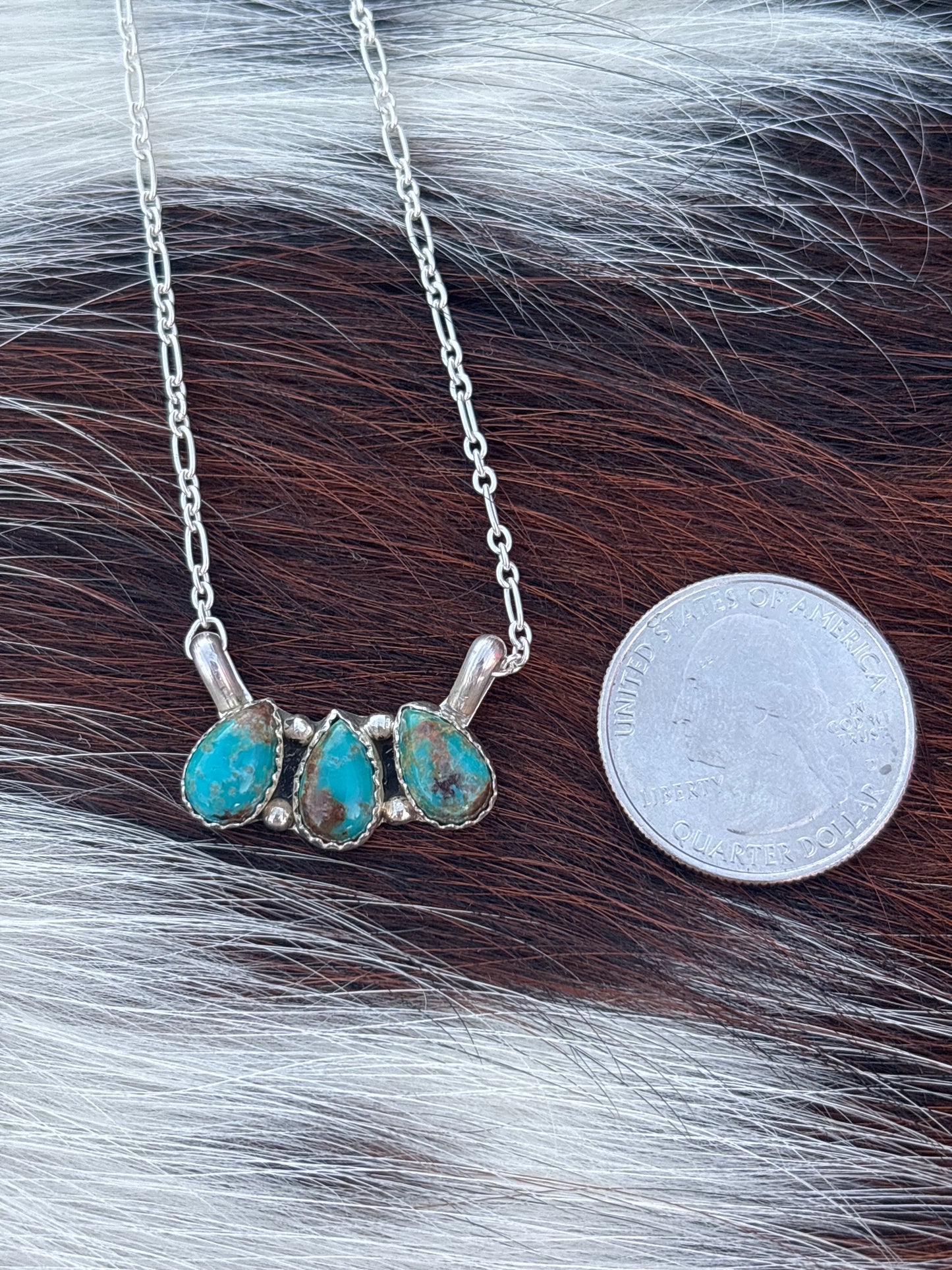 Native American, Hand-Made, Turquoise & Sterling Silver Necklace #2