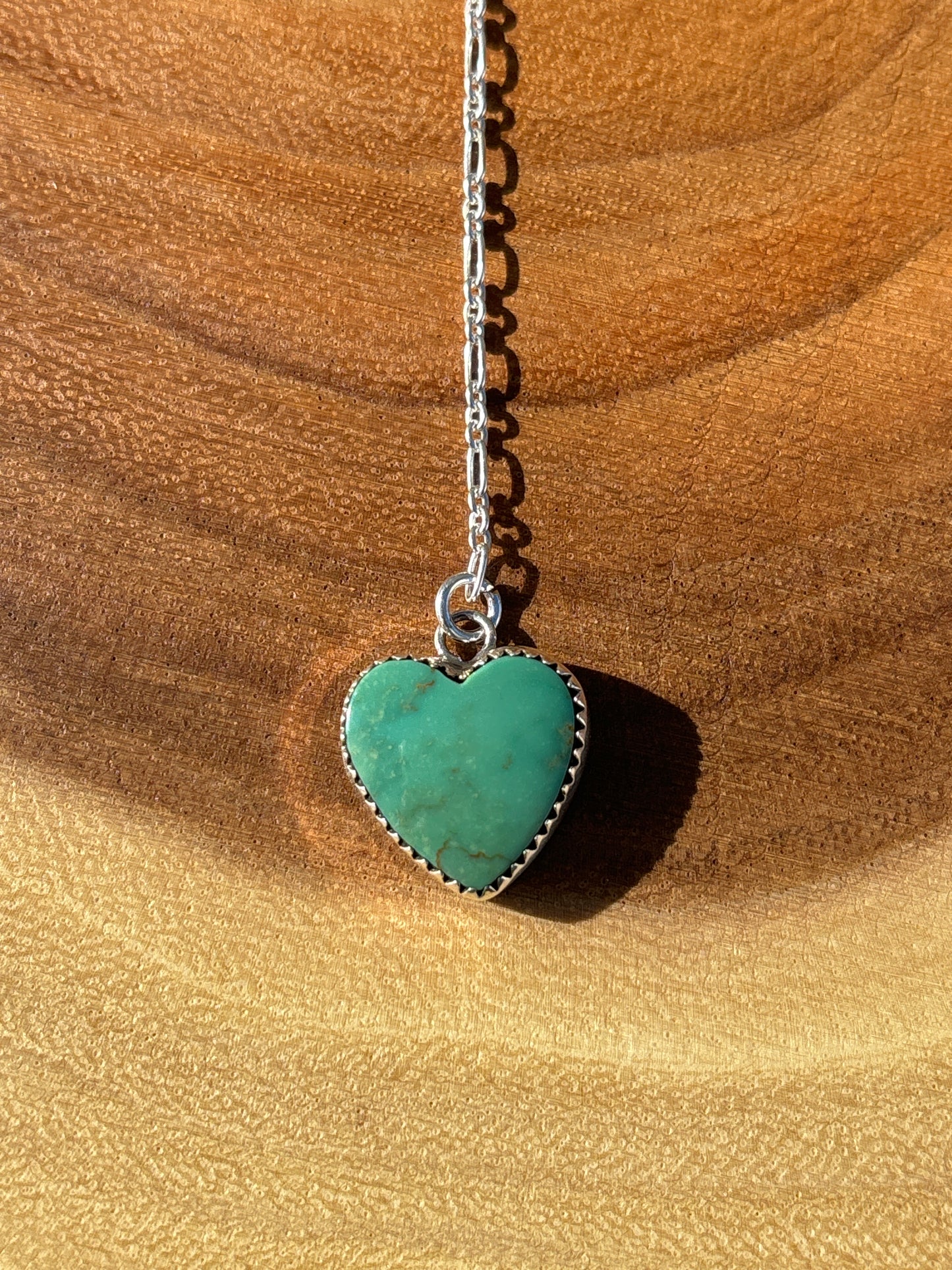 Native American, Hand-Made, Turquoise & Sterling Silver Lariat Heart Necklace