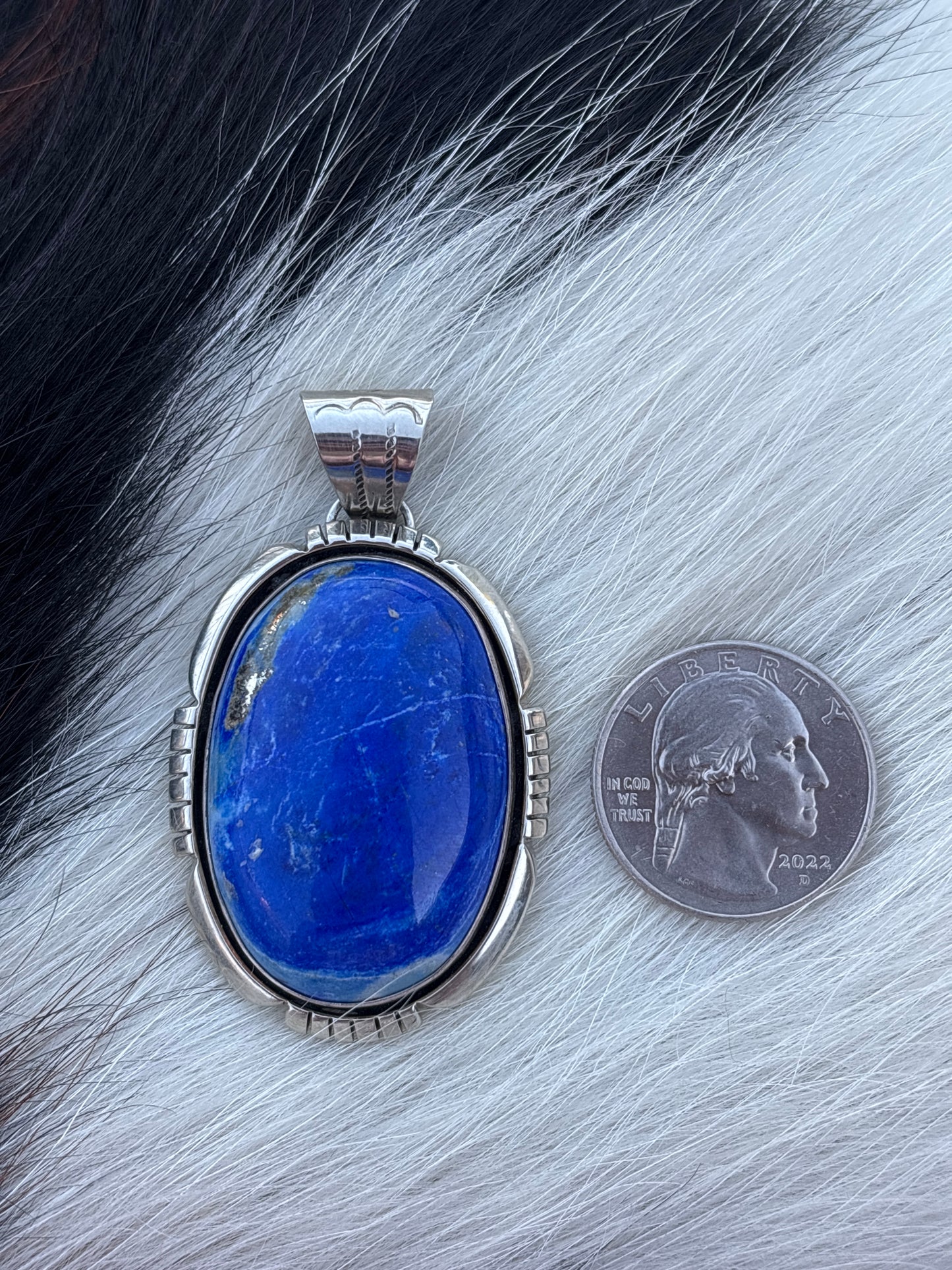 Vintage Native American, Hand-Made, Sodalite & Sterling Silver Pendant