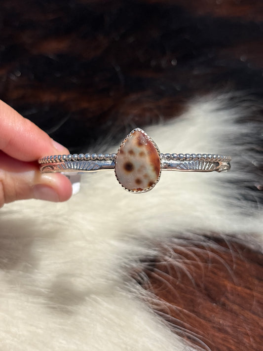 Native American, Handmade, Cowrie & Sterling Silver Cuff