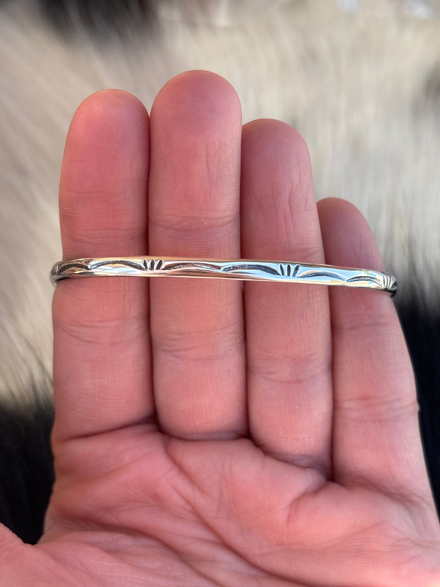 Native American, Handmade, Sterling Silver Stamped Cuff
