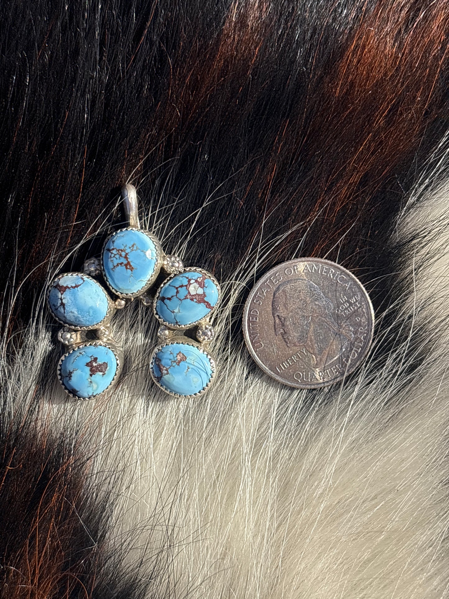 Native American, Hand-Made, Golden Hills Turquoise & Sterling Silver Naja Pendant