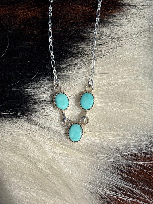 Native American, Hand-Made, Turquoise & Sterling Silver Necklace