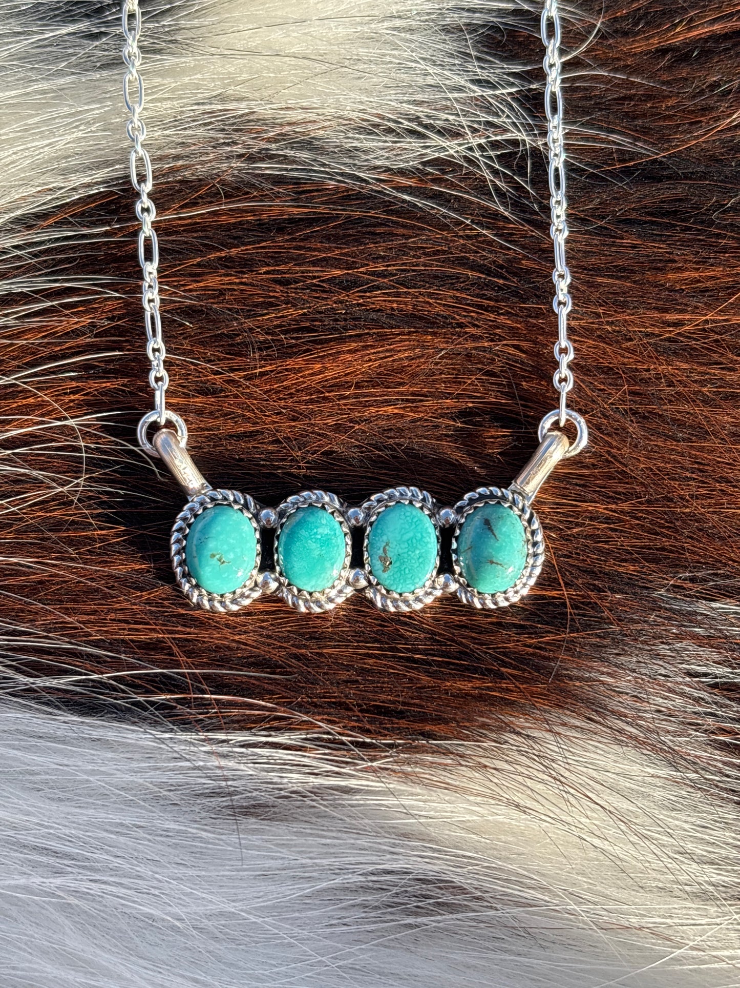 Native American, Hand-Made, Turquoise & Sterling Silver Necklace