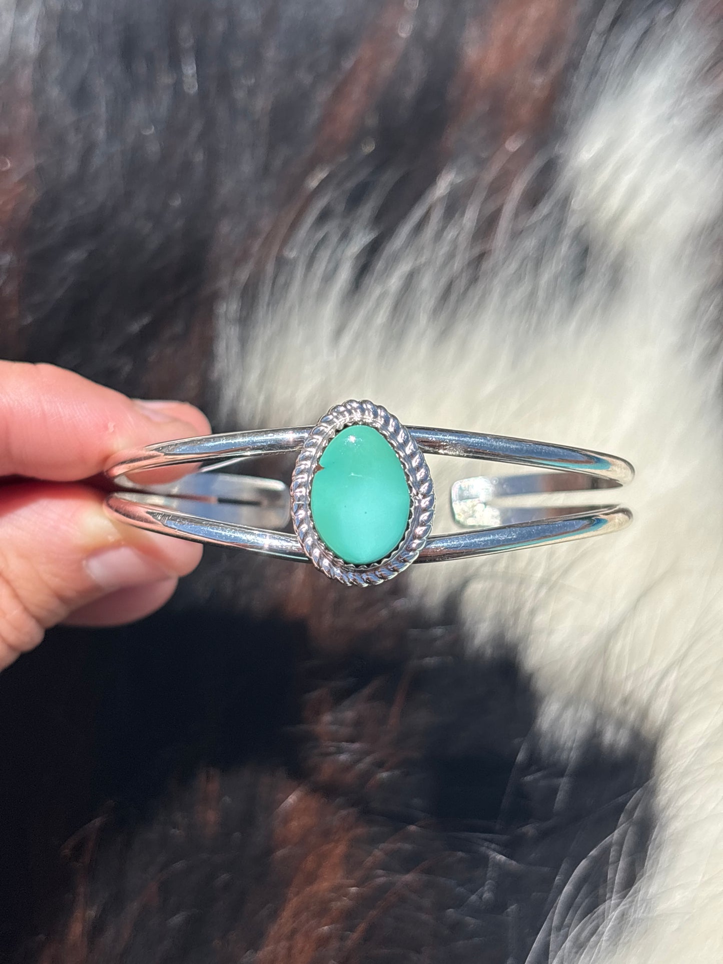 Native American, Handmade, Turquoise & Sterling Silver Cuff