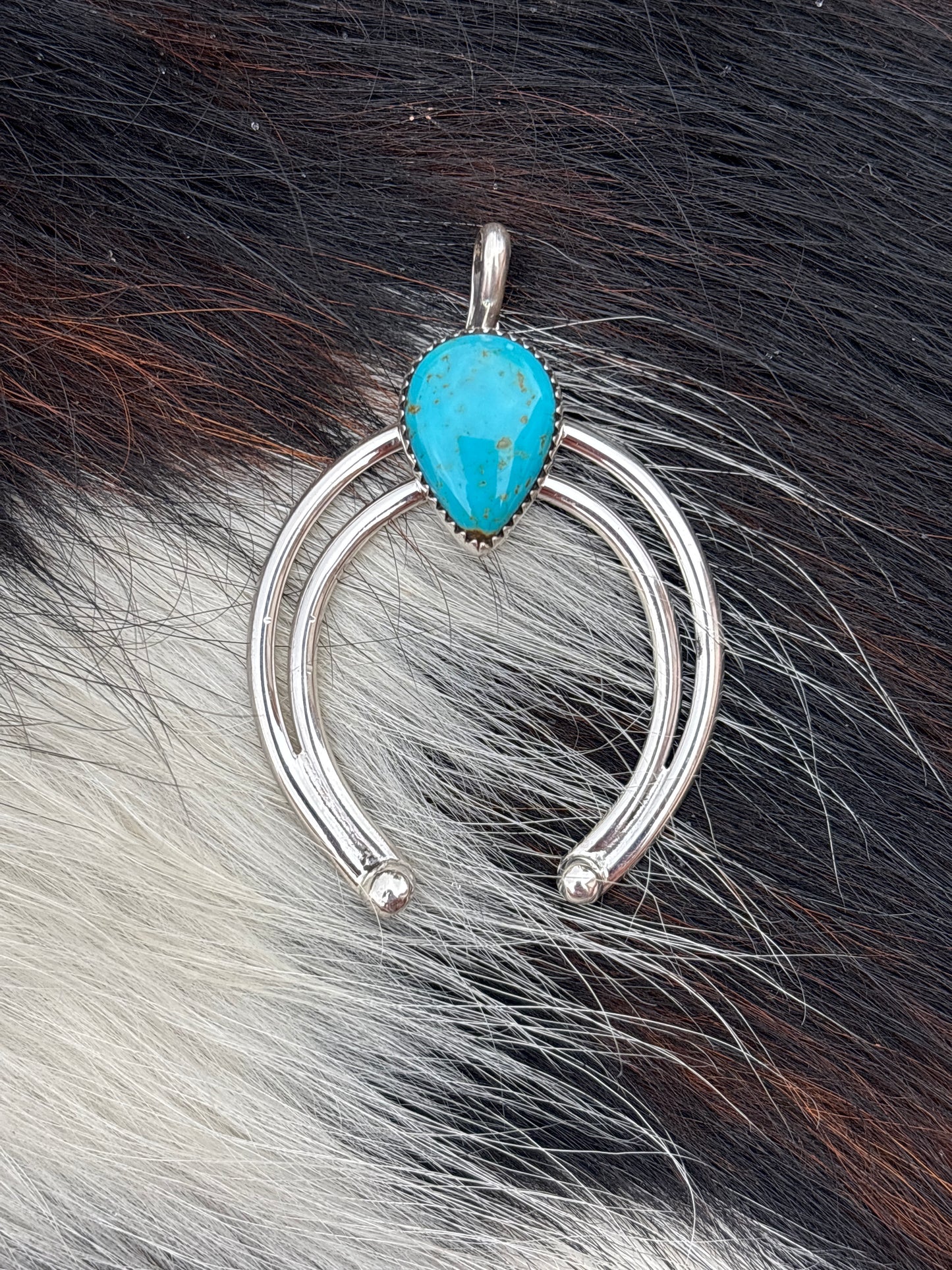 Native American, Hand-Made, Turquoise & Sterling Silver Naja Pendant