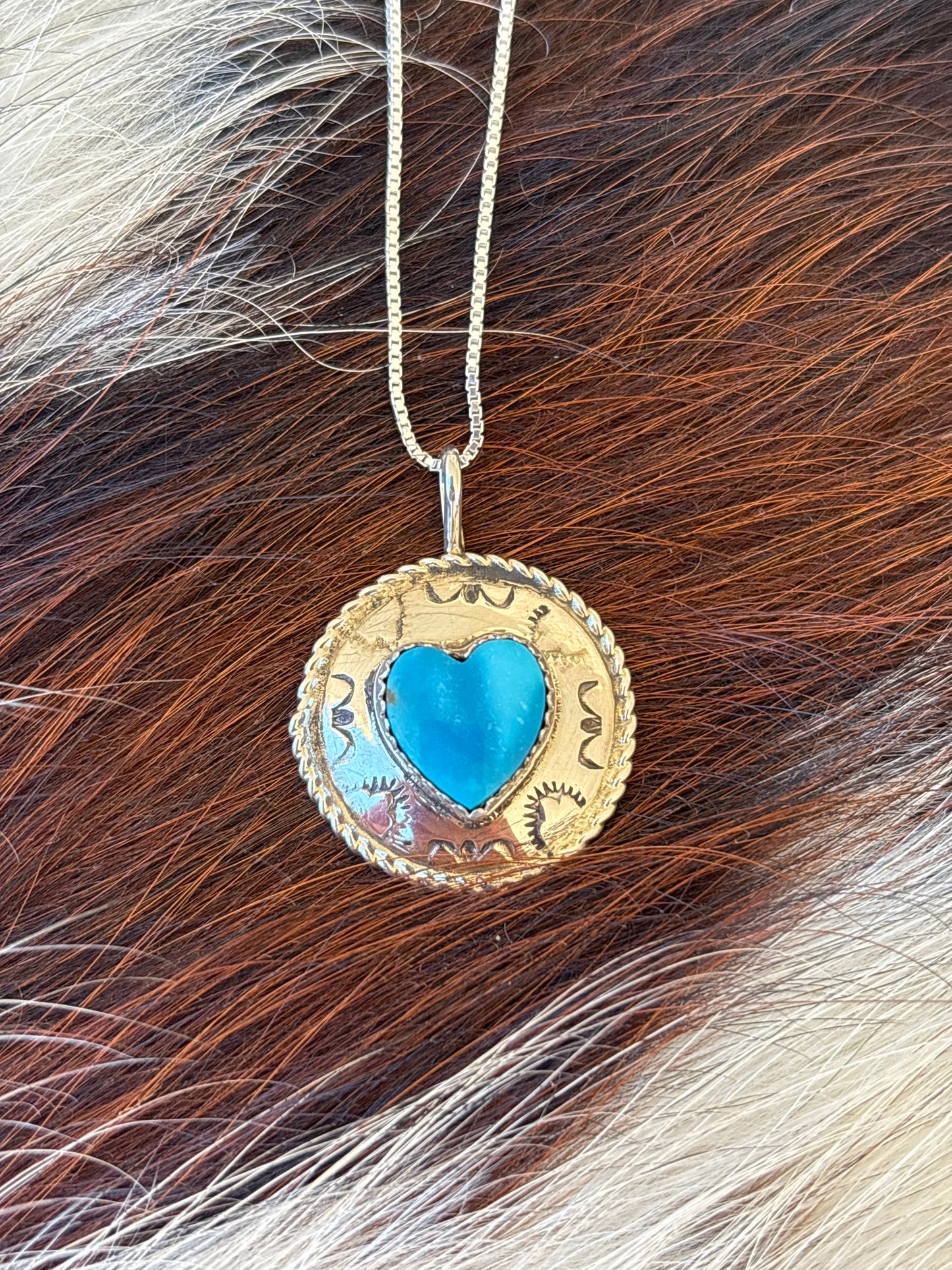 Native American, Hand-Made, Turquoise & Sterling Silver Necklace