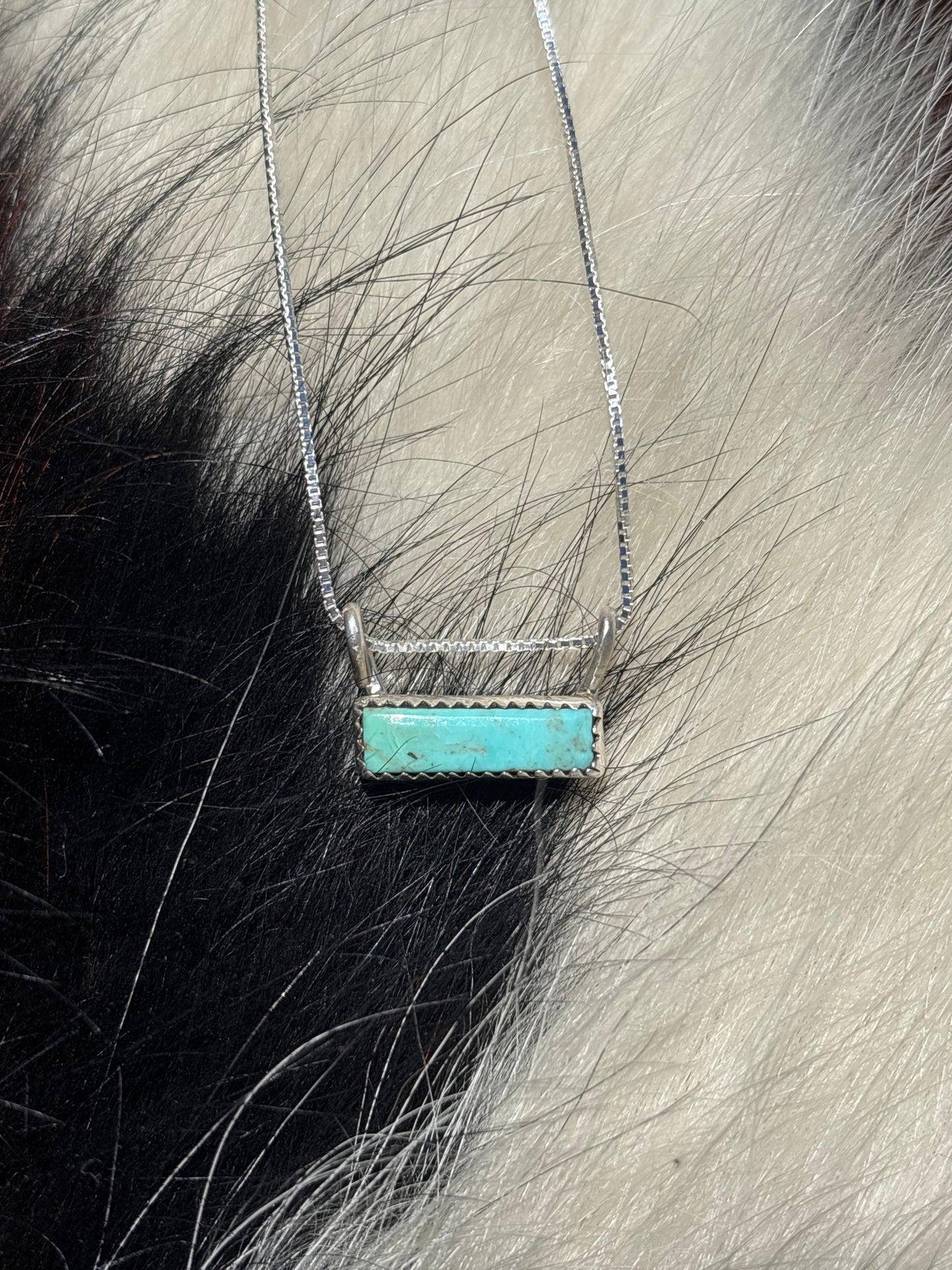 Native American, Hand-Made, Turquoise & Sterling Silver Bar Necklace