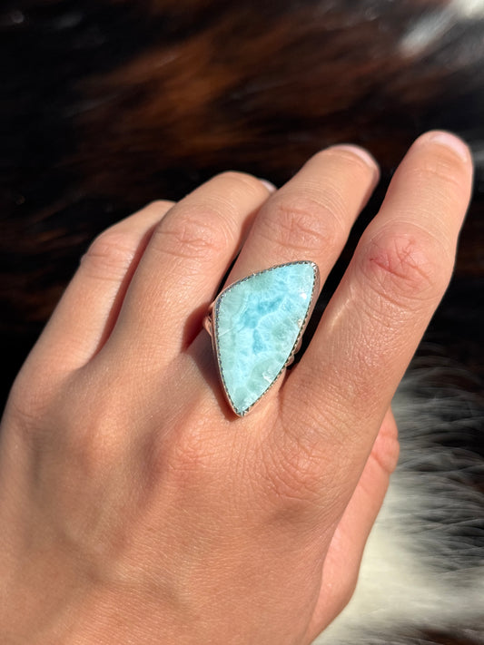 Native American, Hand-Made, Larimar & Sterling Silver Ring