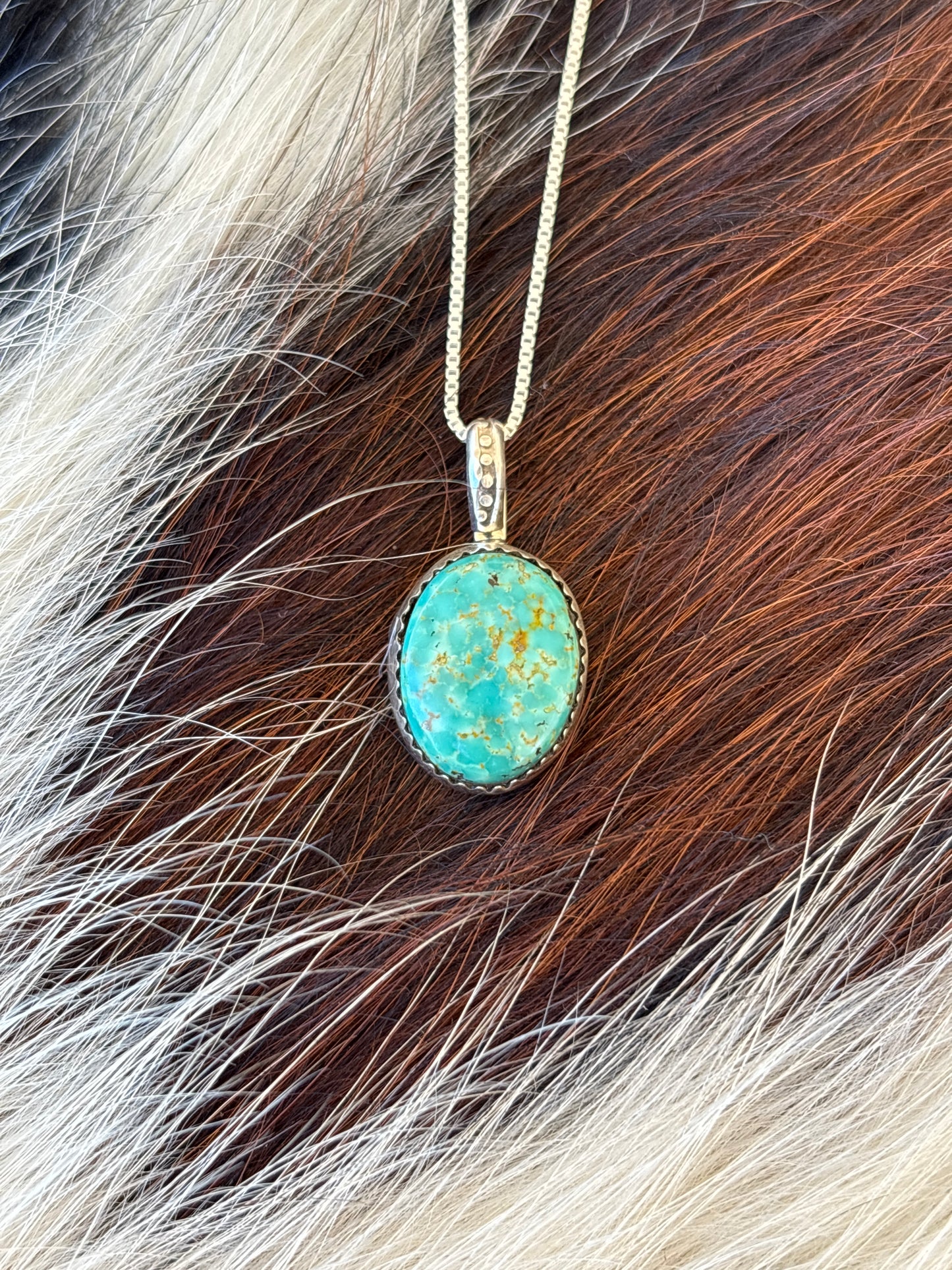 Native American, Hand-Made, Turquoise & Sterling Silver Necklace