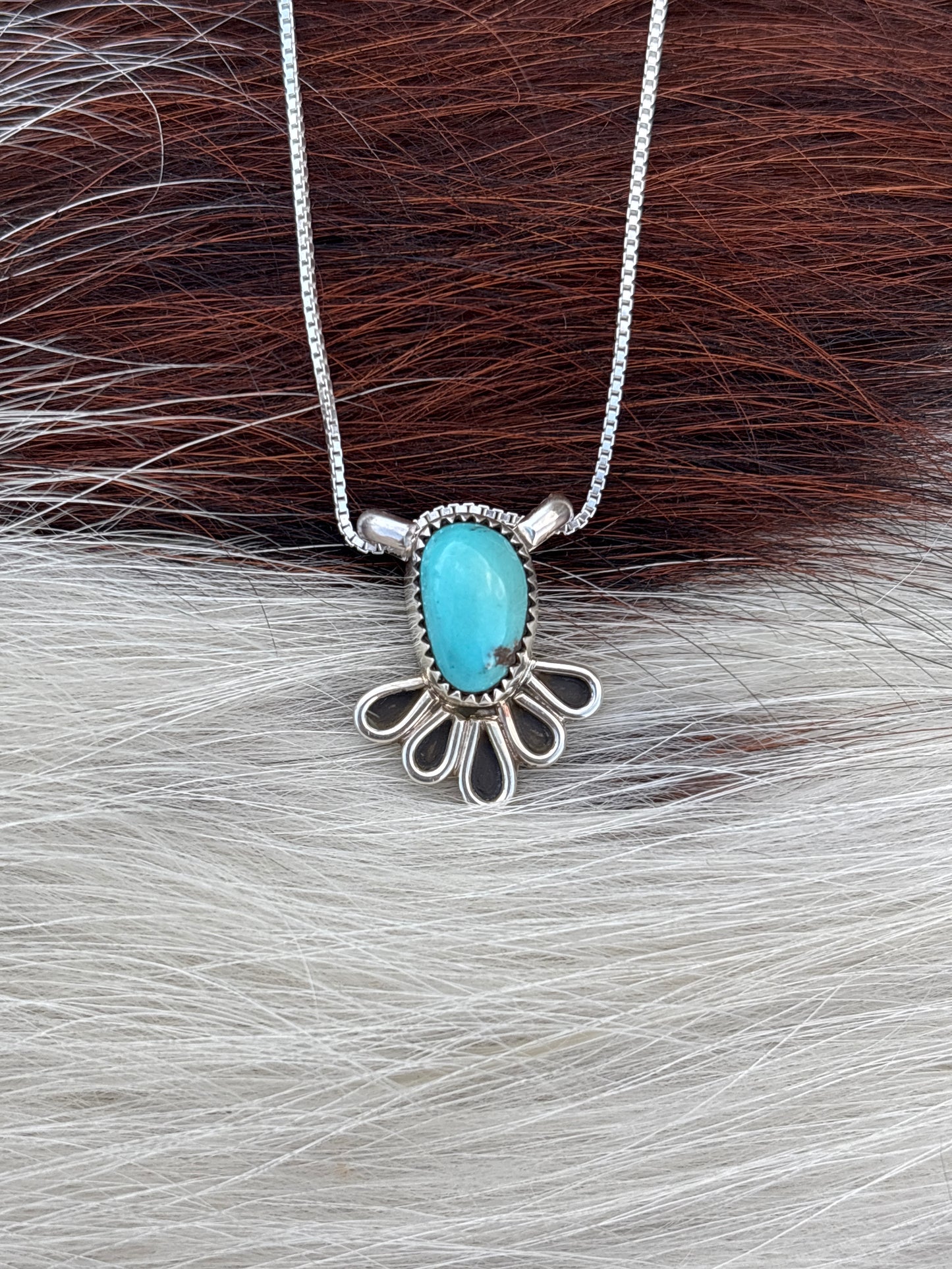 Native American, Hand-Made, Turquoise & Sterling Silver Necklace
