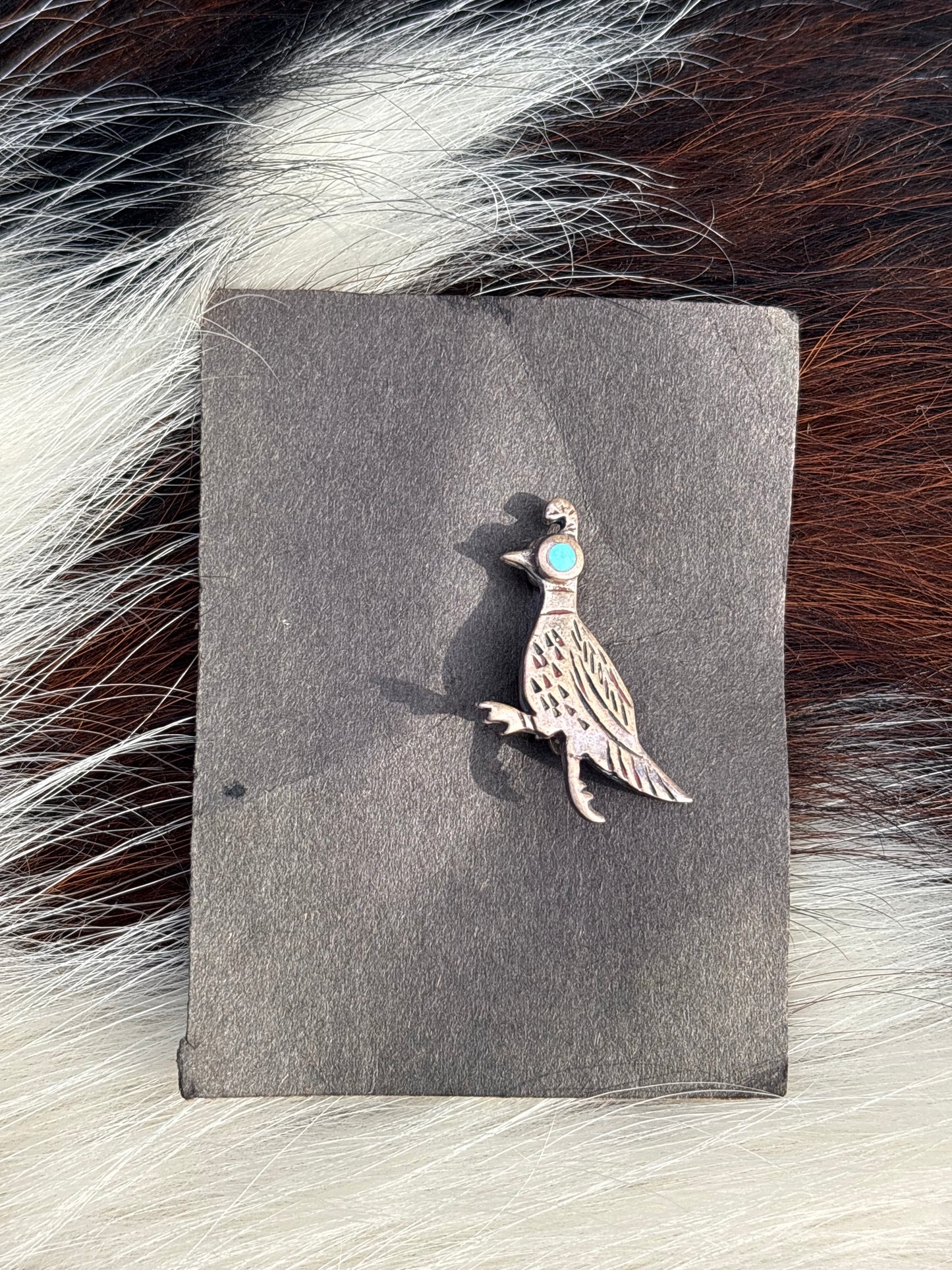 Vintage Native American, Hand-Made, Turquoise & Sterling Silver Brooch