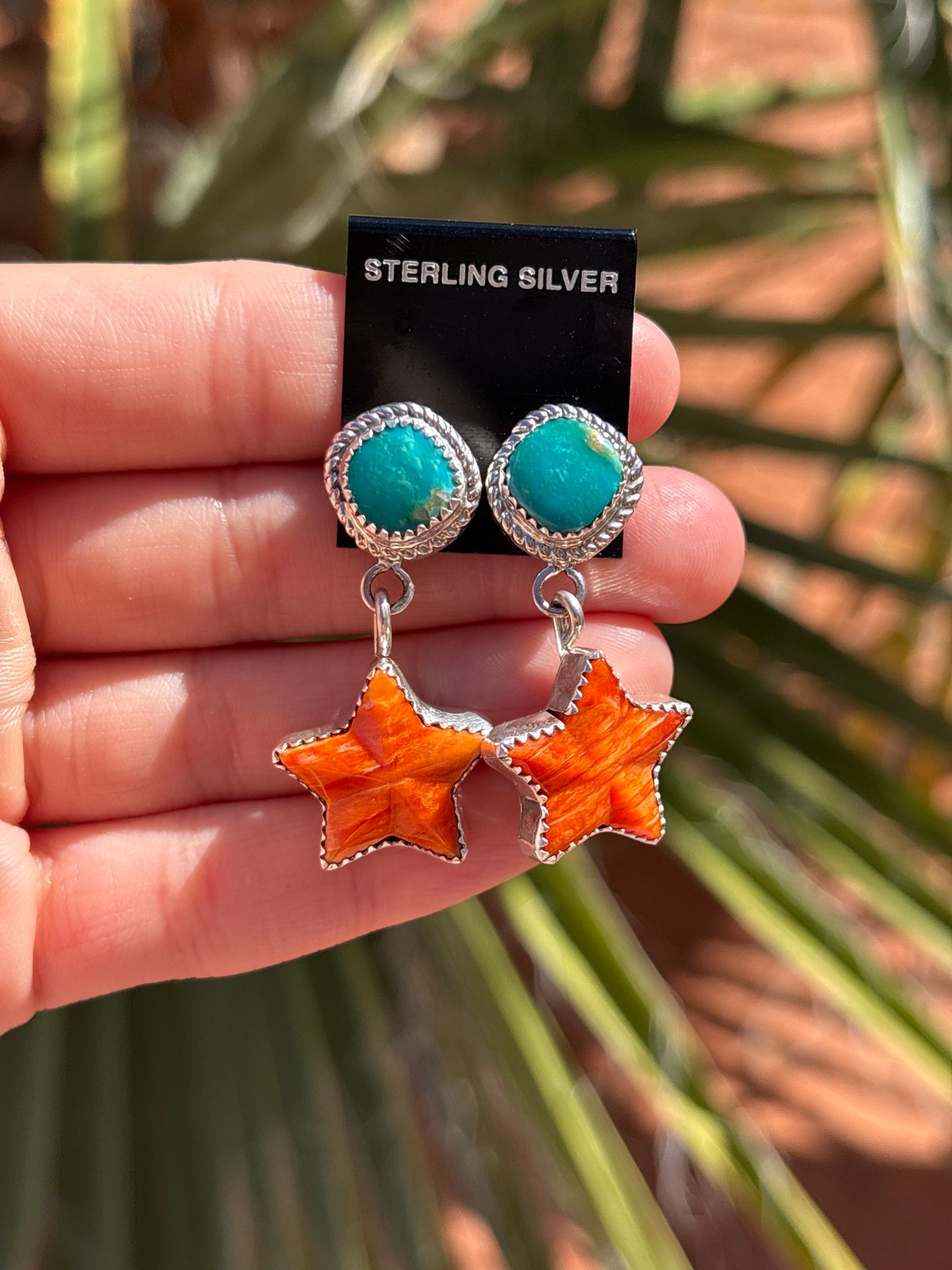 Native Made, Turquoise, Spiny Oyster & Sterling Silver Earrings