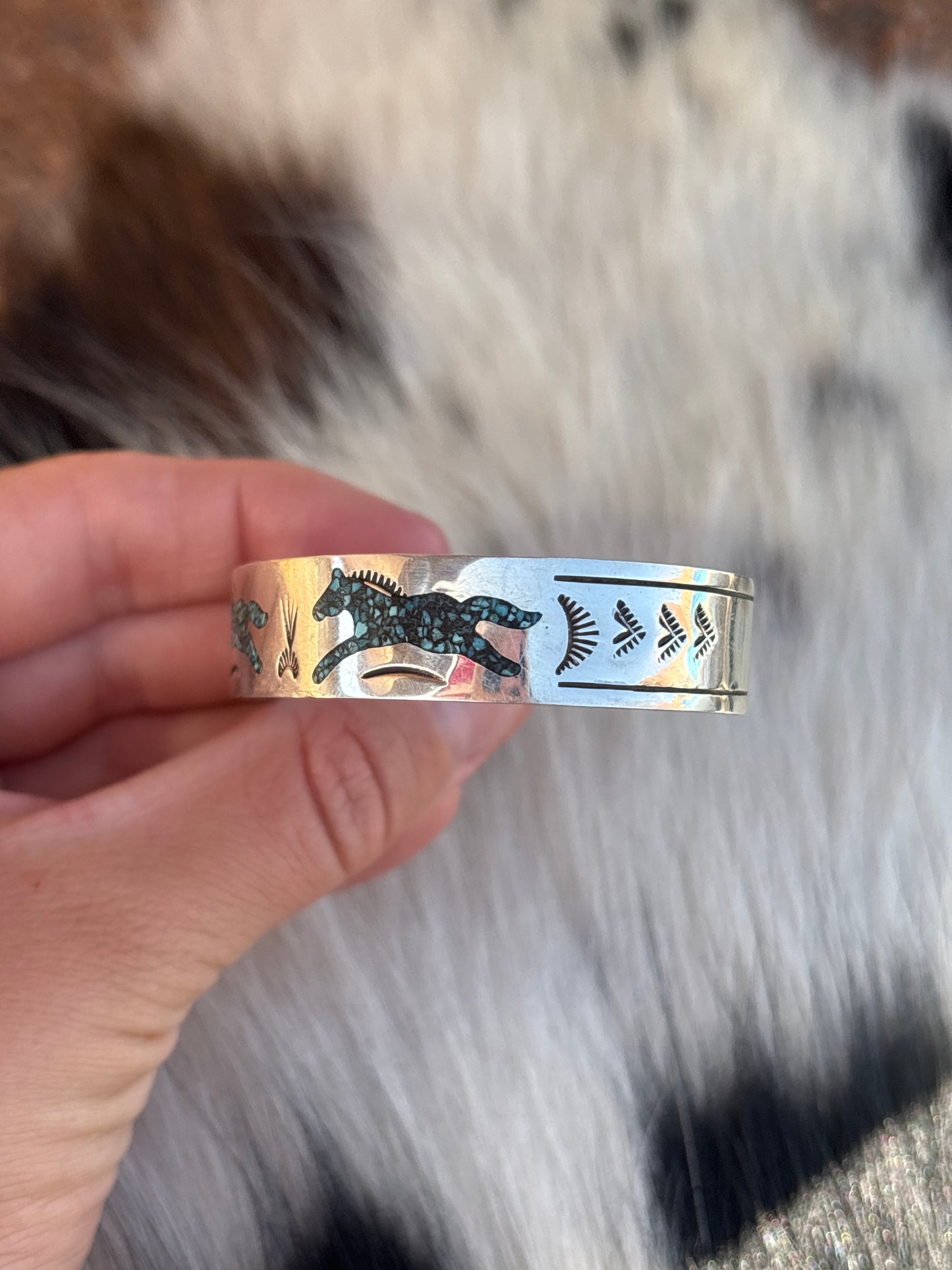 Native American, Handmade, Turquoise & Sterling Silver Cuff