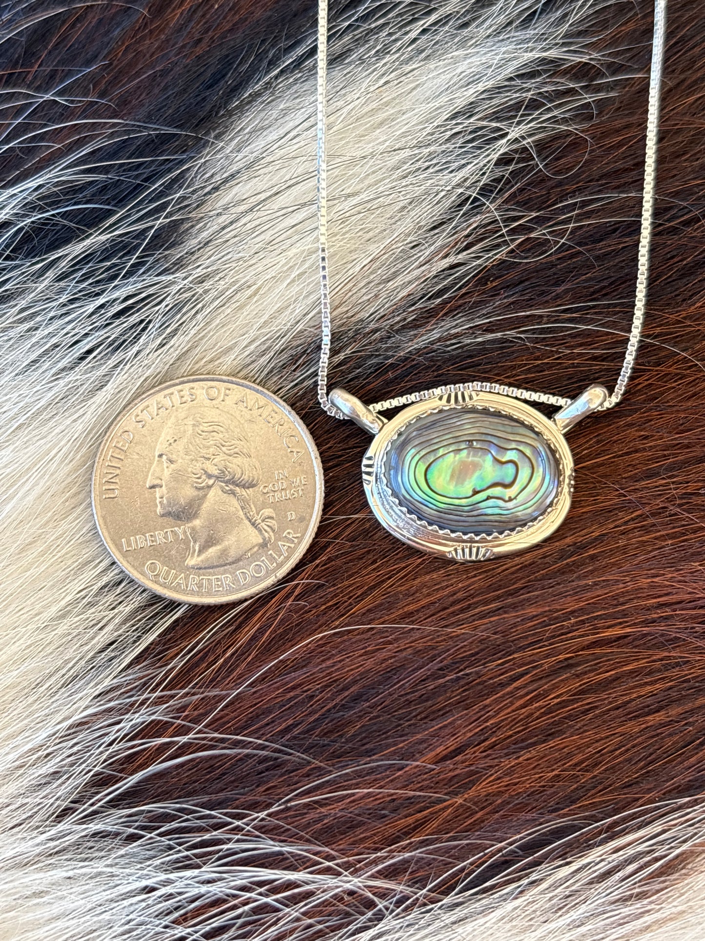 Native American, Hand-Made, Abalone & Sterling Silver Necklace