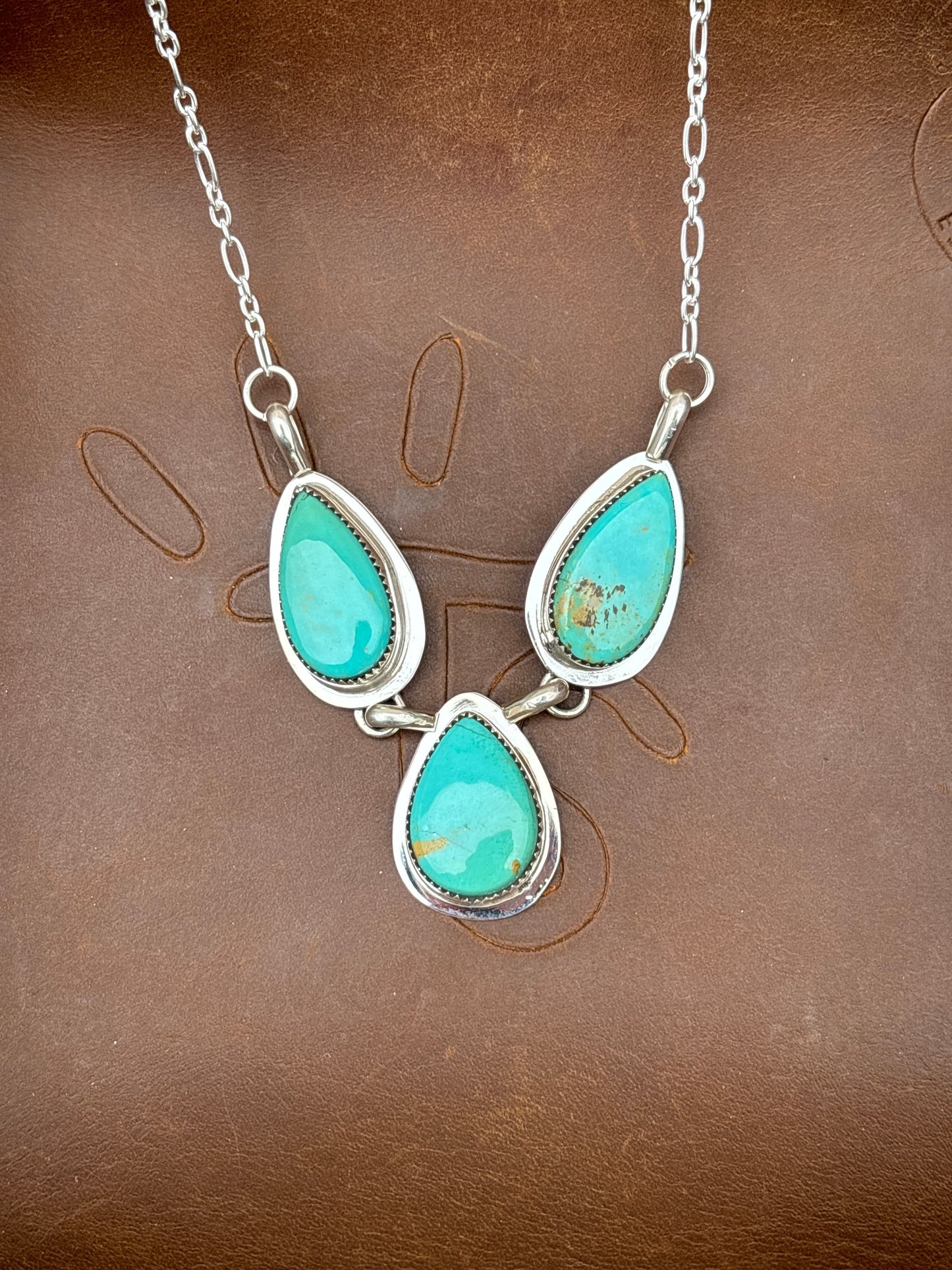 Native American, Hand-Made, Turquoise & Sterling Silver Necklace
