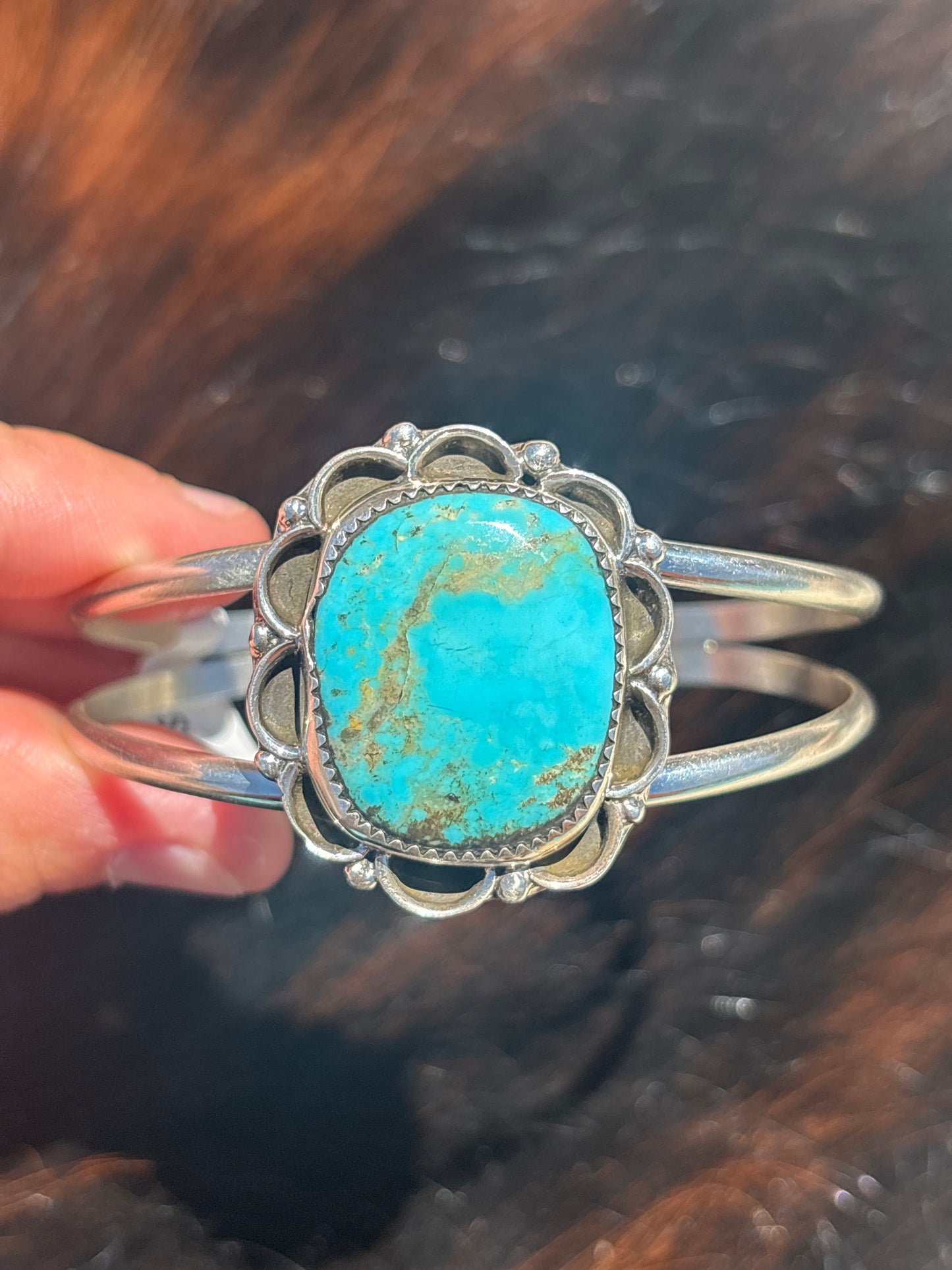 Native American, Handmade, Turquoise & Sterling Silver Cuff