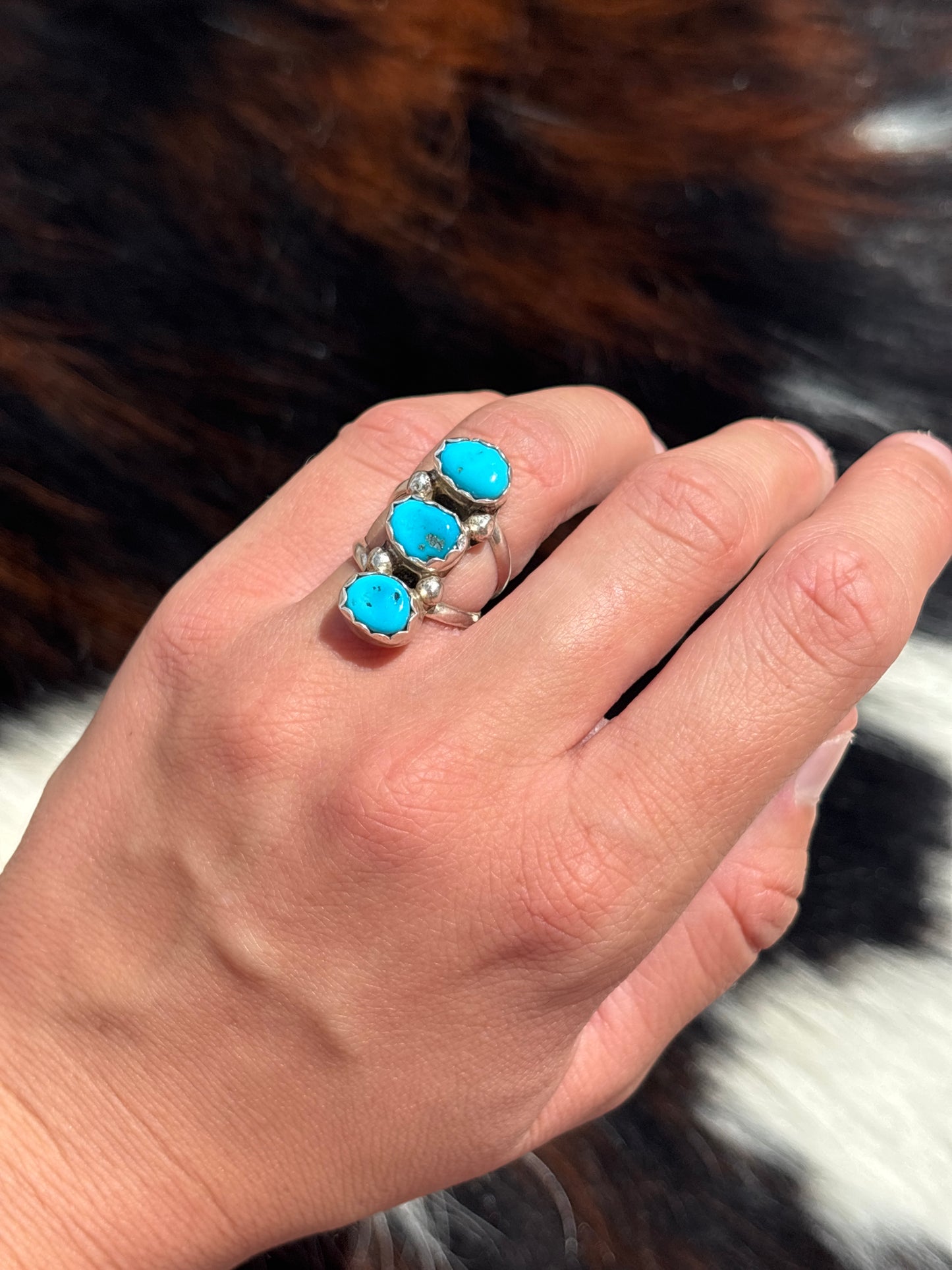 Native American, Hand-Made, Sleeping Beauty Turquoise & Sterling Silver Ring