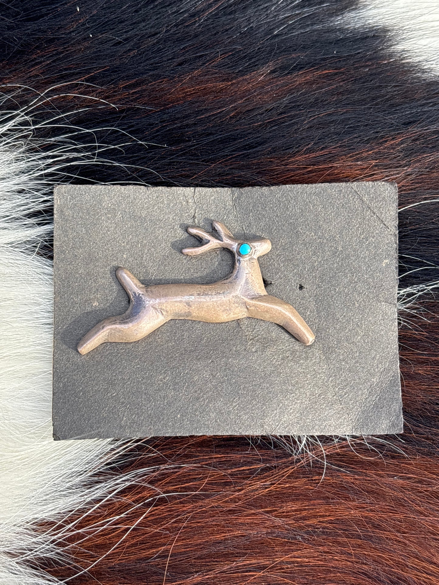 Vintage Native American, Hand-Made, Turquoise & Sterling Silver Brooch