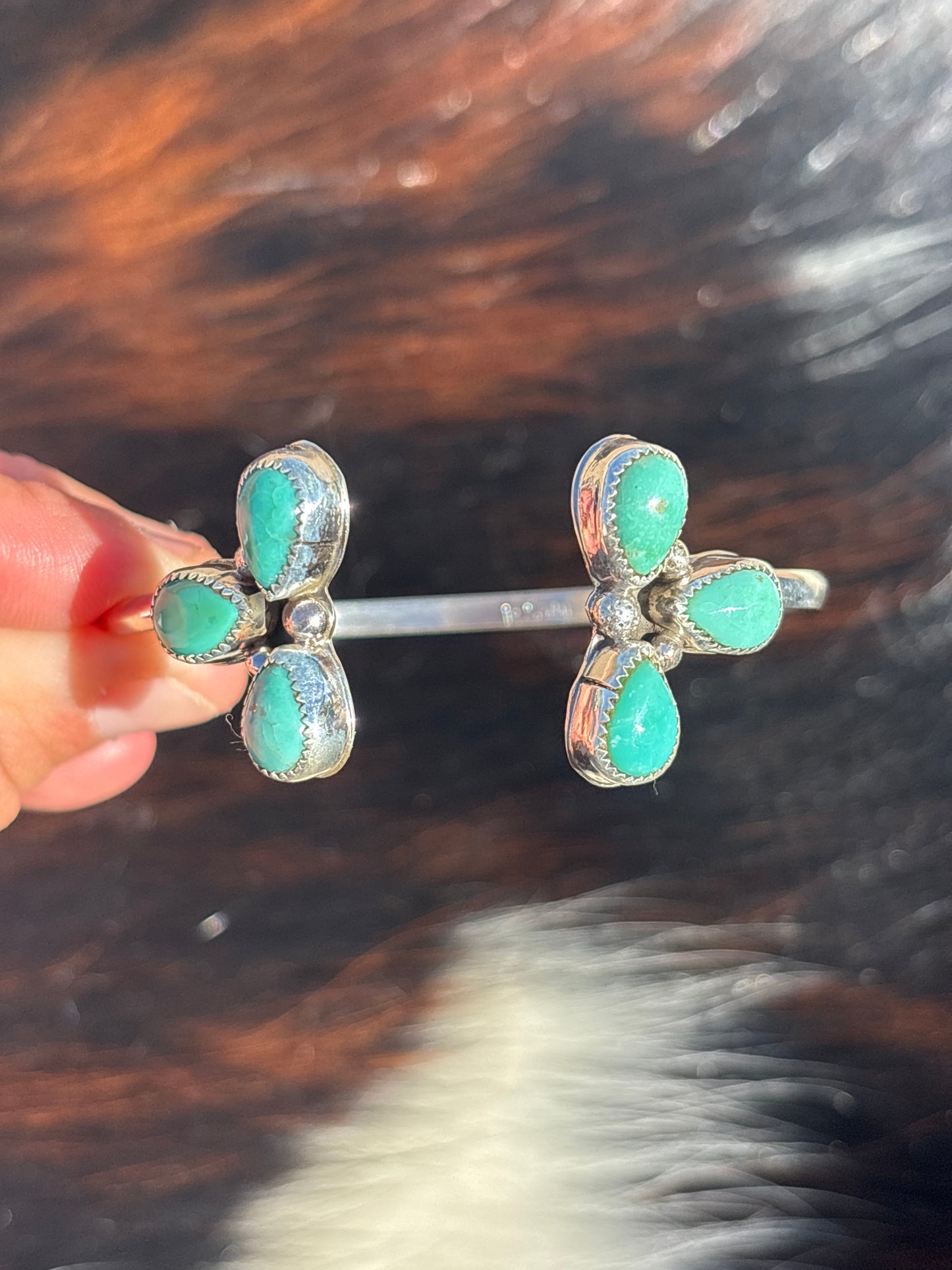 Native American, Handmade, Turquoise & Sterling Silver Cuff