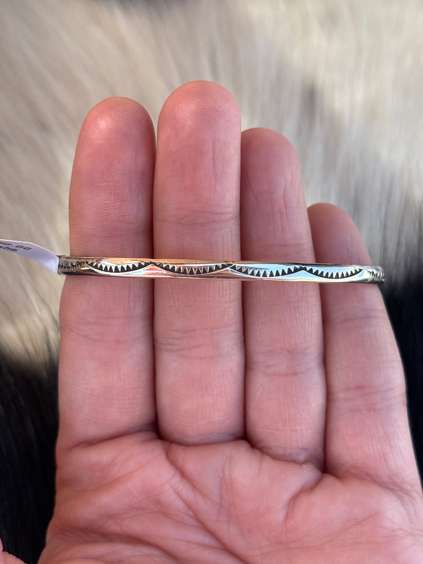 Native American, Handmade, Sterling Silver Stamped Cuff