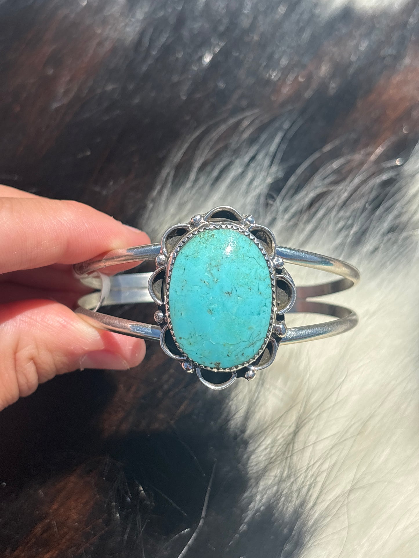 Native American, Handmade, Turquoise & Sterling Silver Cuff