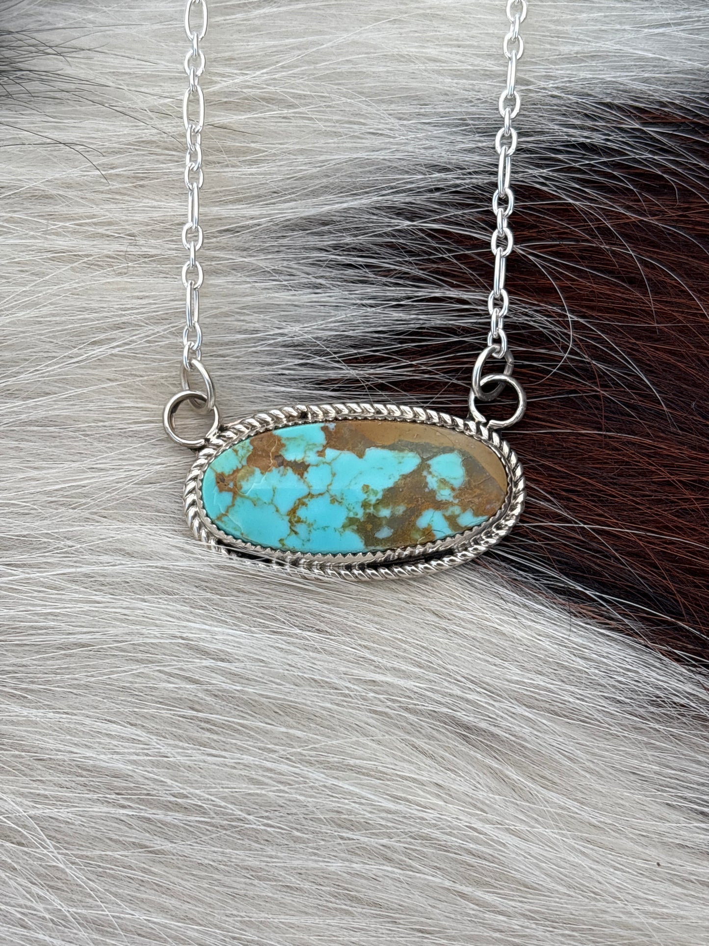 Native American, Hand-Made, Turquoise & Sterling Silver Necklace
