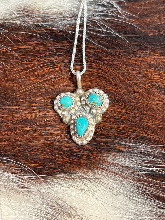 Native American, Hand-Made, Turquoise & Sterling Silver Necklace
