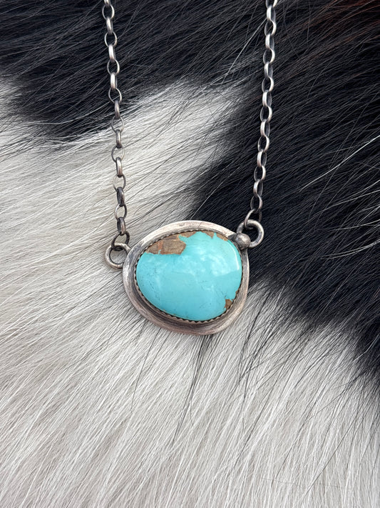 Native American, Hand-Made, Turquoise & Sterling Silver Necklace