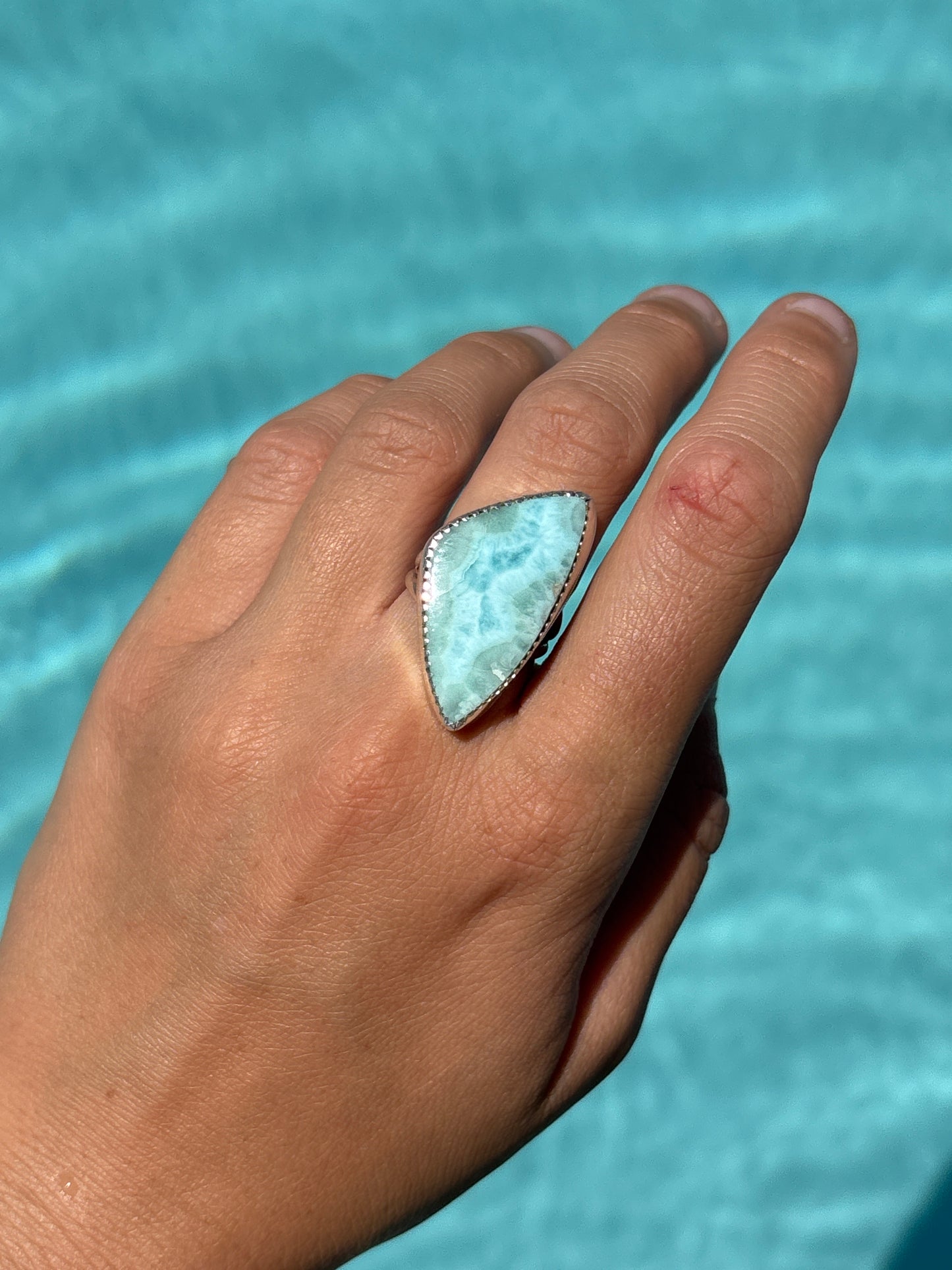Native American, Hand-Made, Larimar & Sterling Silver Ring