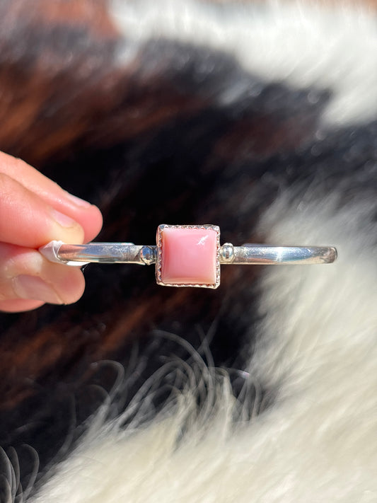 Native American, Handmade, Pink Conch & Sterling Silver Cuff