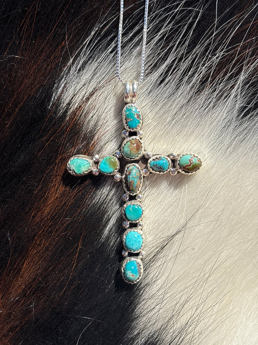 Native American, Hand-Made, Turquoise & Sterling Silver Necklace