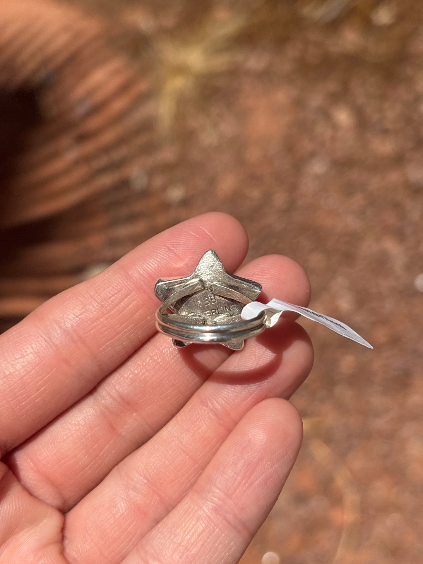 Native American, Hand-Made, Spiny Oyster & Sterling Silver Ring