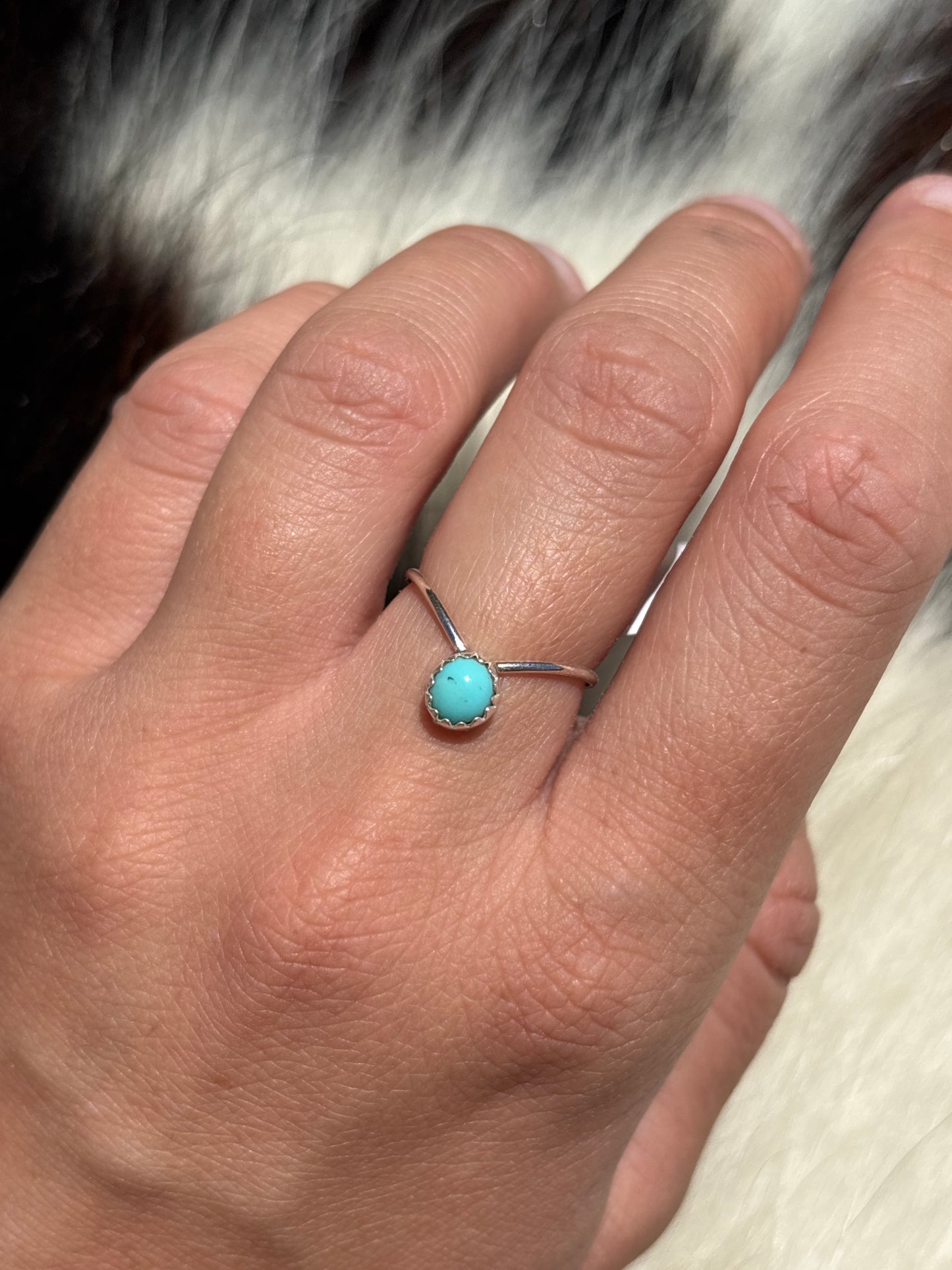 Native American, Hand-Made, Turquoise & Sterling Silver Ring Size 5.5