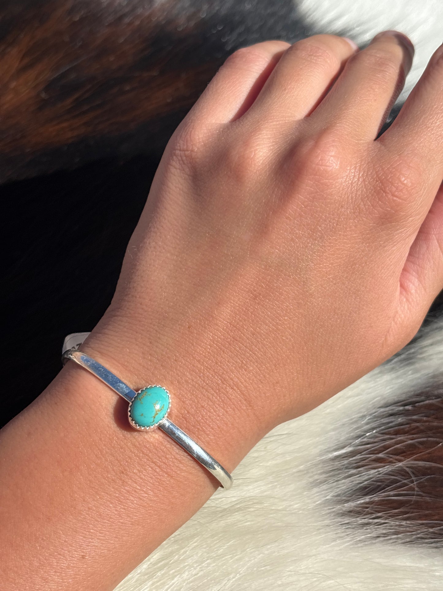 Native American, Handmade, Turquoise & Sterling Silver Cuff