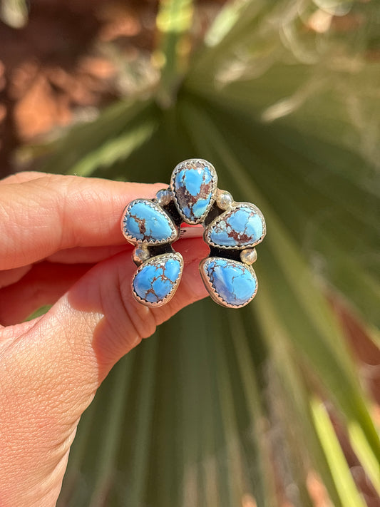 Native American, Hand-Made, GH Turquoise & Sterling Silver Naja Ring