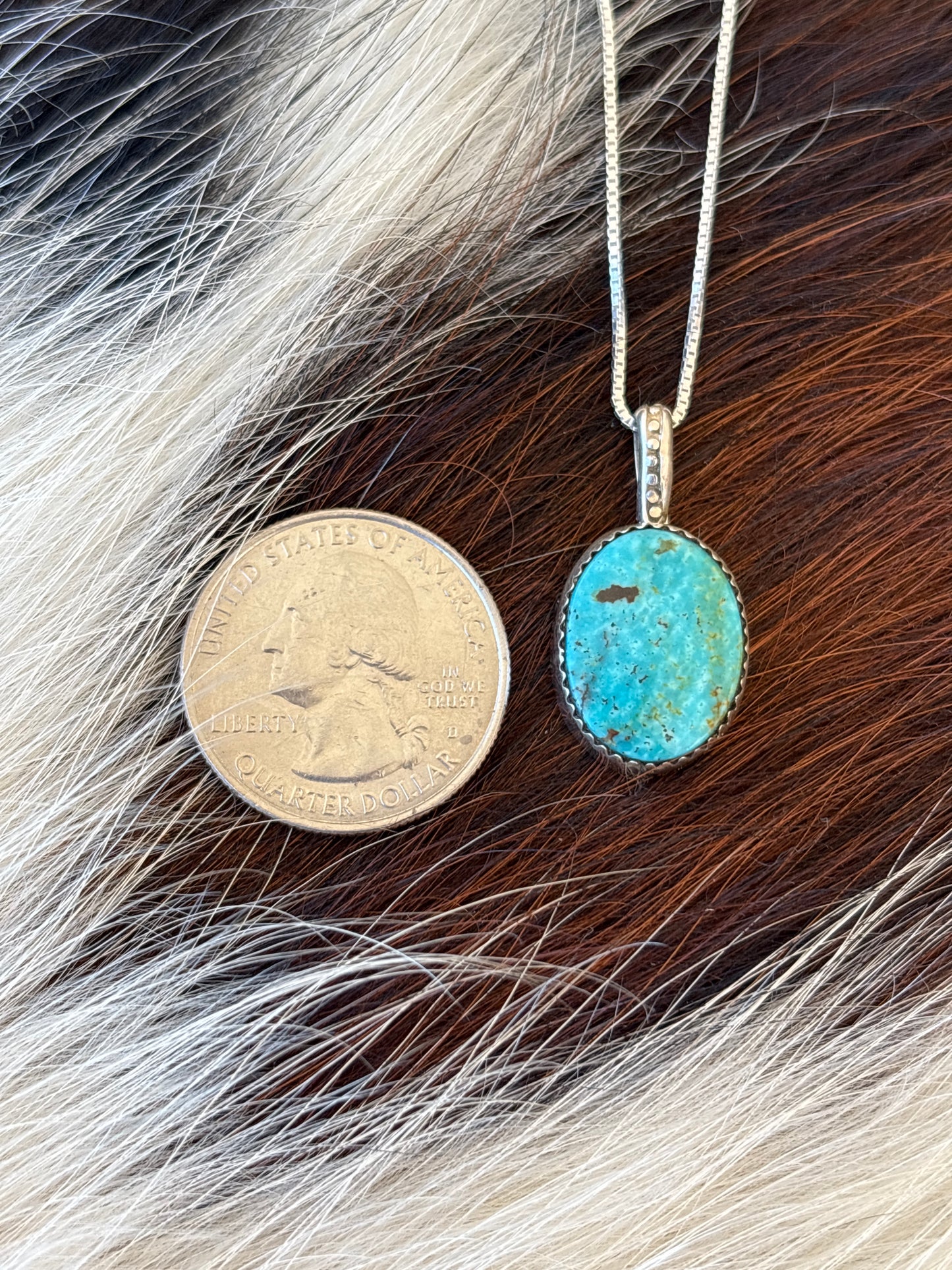 Native American, Hand-Made, Turquoise & Sterling Silver Necklace