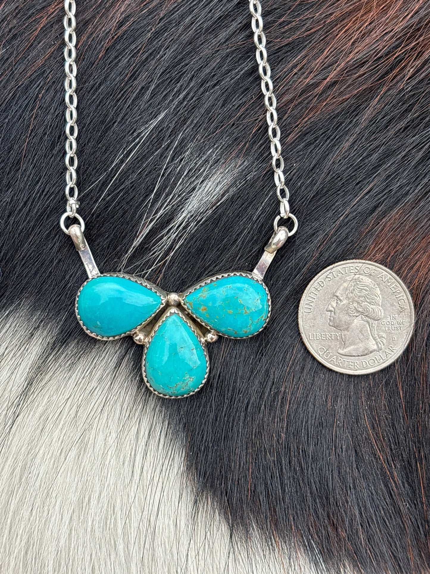Native American, Hand-Made, Turquoise & Sterling Silver Necklace
