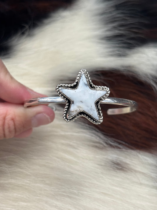 Native American, Handmade, White Buffalo & Sterling Silver Cuff