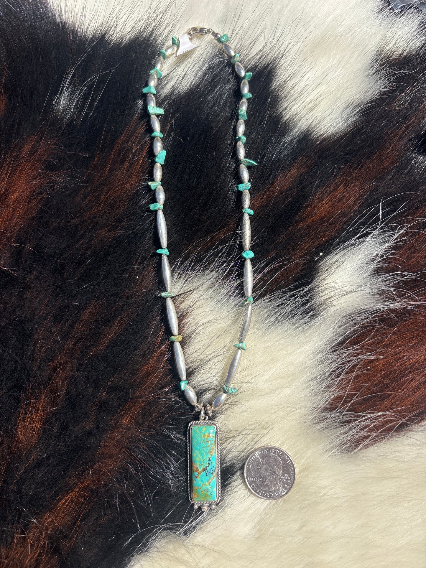 Vintage Native American, Hand-Made, Turquoise & Sterling Silver Necklace