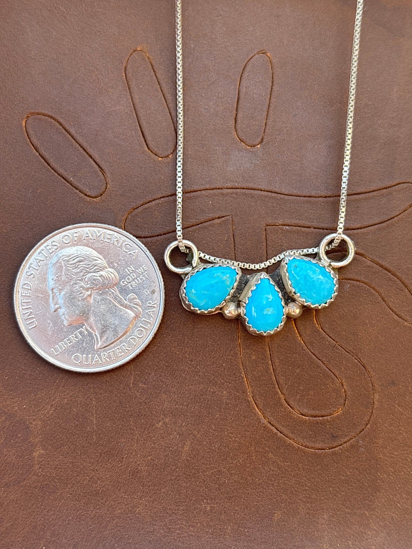 Native American, Hand-Made, Turquoise & Sterling Silver Necklace